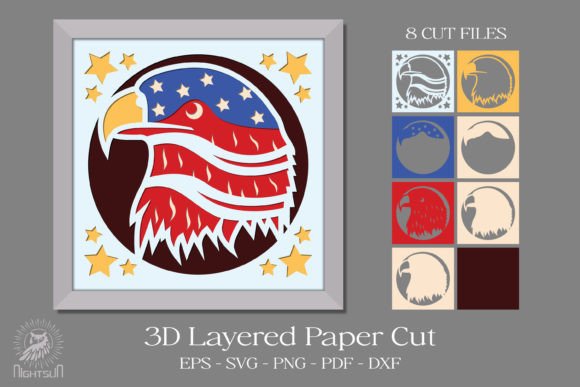 American 3D Layered Paper Cut: A 3D SVG for Shadow Boxes