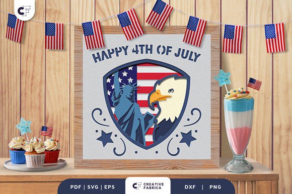 American Eagle Flag 3D SVG for Independence Day
