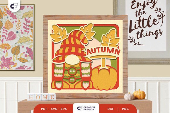 Autumn Gnome 3D Shadow Box SVG for Fall