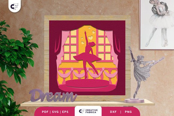 Ballet Dancer Shadow Box Paper Cutting 3D SVG Sports