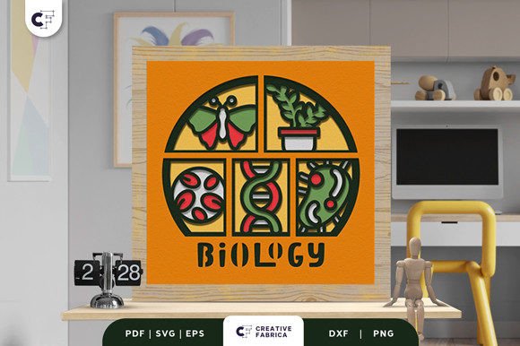 Biology School Subject 3D Shadow Box SVG