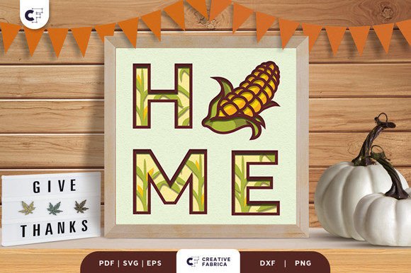 Corncob HOME 3D SVG for Thanksgiving