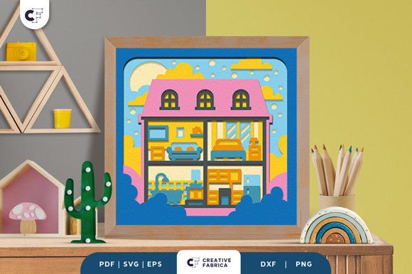 Cute Doll House 3D Layered Paper Cut SVG: Fantasy And Fairy Tales