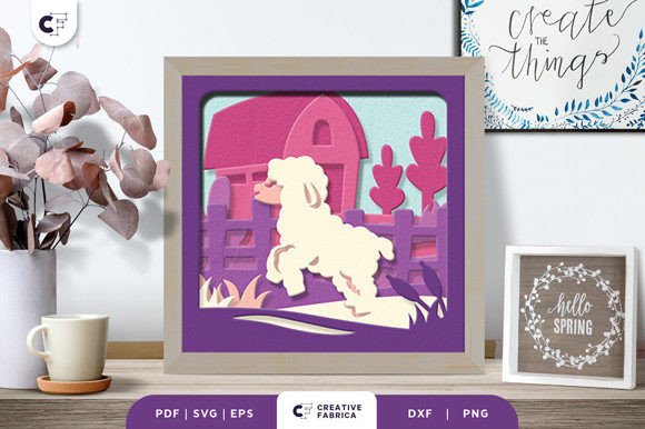 Cute Farm Animal 3D Shadow Box SVG for Seasons
