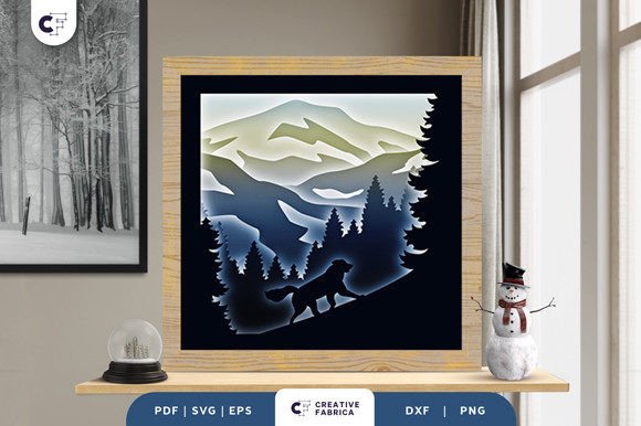 Dog Winter Mountain 3D SVG Review