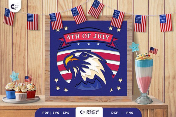 Eagle Flag 3D SVG for Independence Day Sales