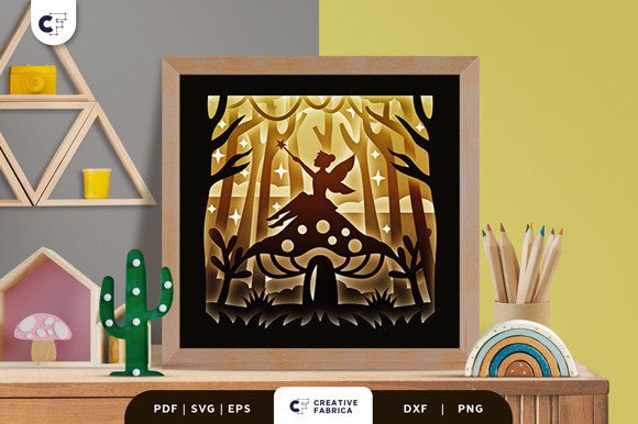 Fairy on the Big Mushroom 3D SVG: Fantasy And Fairy Tales Branding