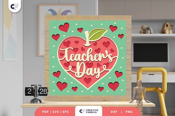 Floral Heart 3D SVG for School Design