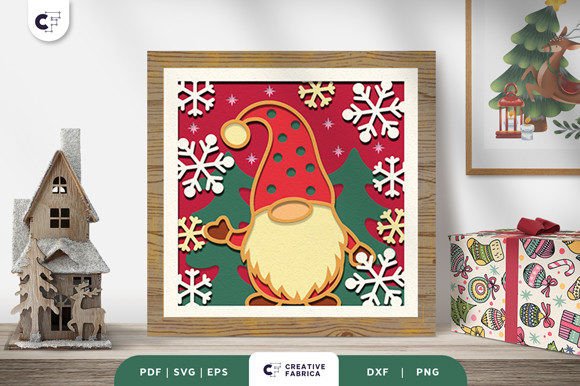 Gnome with Snowflakes 3D SVG for Christmas
