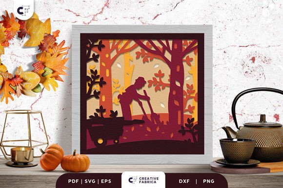 Review: Raking Fall Leaves 3D Paper Cut SVG