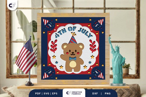 Reviewing the 4th of July Bear Shadow Box SVG