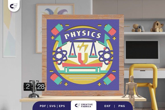 Reviewing the Physics Books 3D Shadow Box SVG