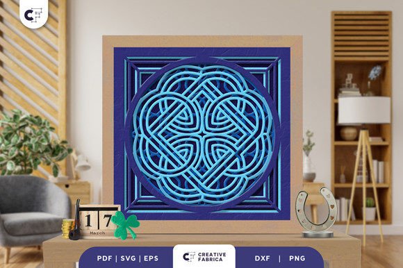 Round Celtic Knot Shadow Box SVG: 3D SVG for Holidays