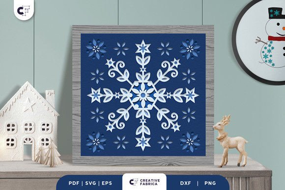Snowflakes Mandala 3D SVG for Winter Branding
