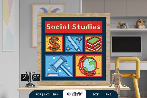 Social Studies 3D SVG for School Content