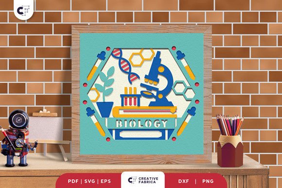 Stack of Biology Books 3D SVG for School Crafts