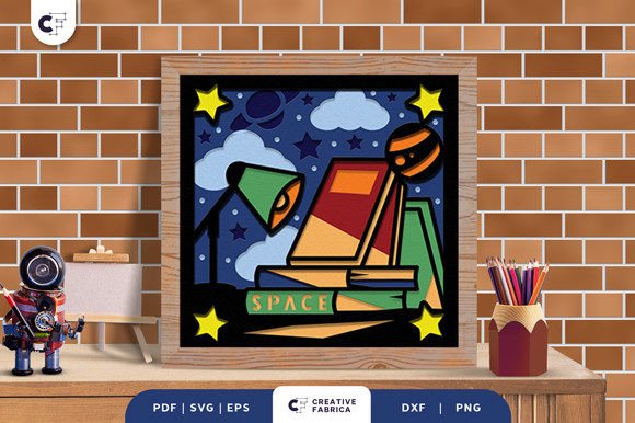 Stack of Space Books 3D SVG for School Projects