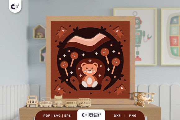 Teddy Doll House 3D Shadow Box SVG for Fantasy And Fairy Tales