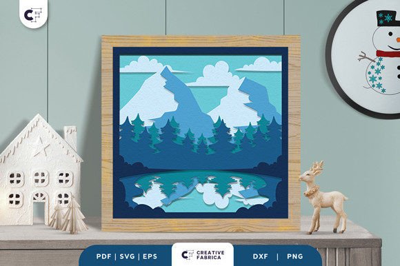 Winter 3D SVG: Peak of Winter Mountain Light Box